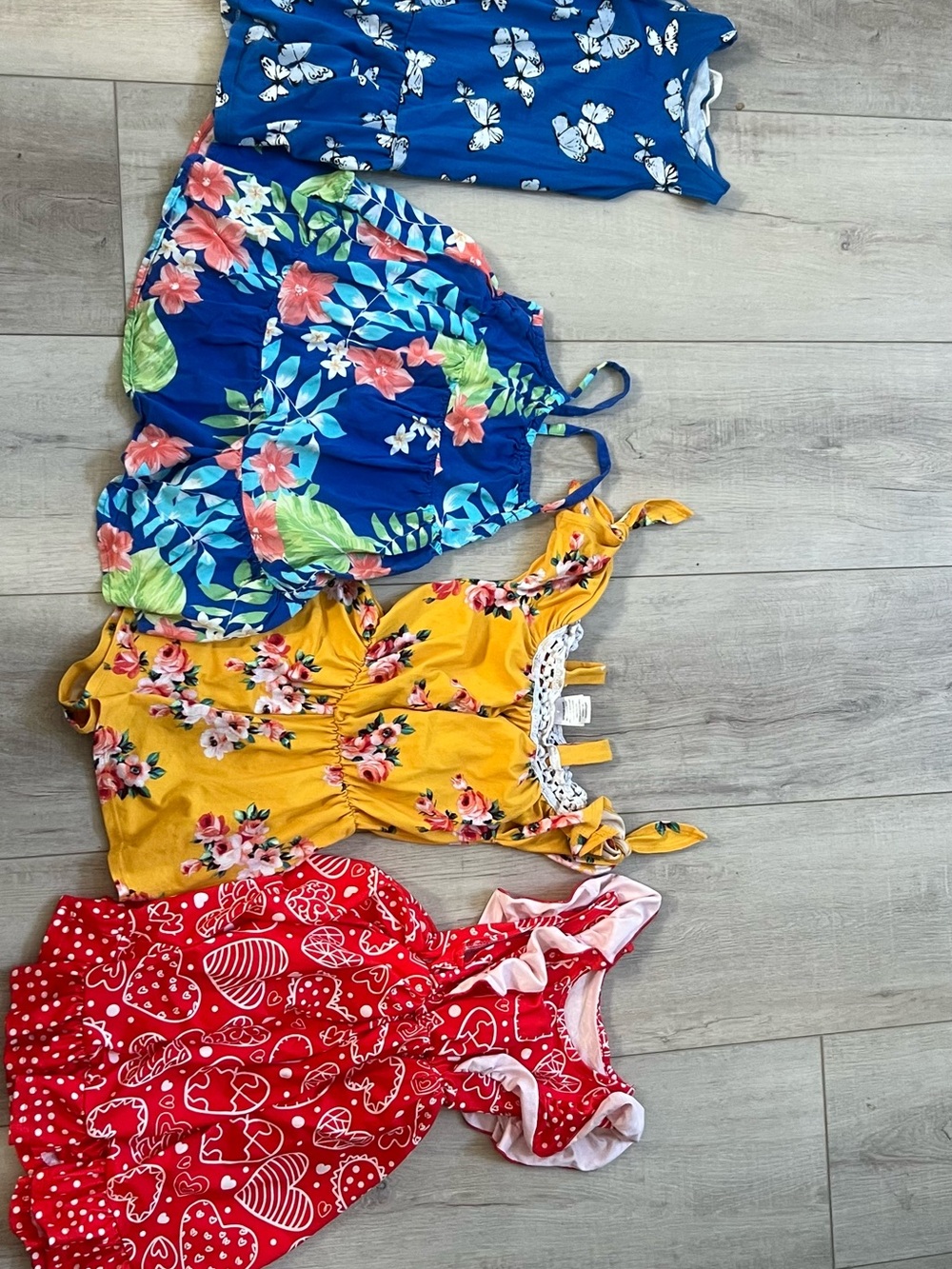 4T Summer Girls Dresses Bundle  Floral Yellow Tie-Shoulder Romper - Unbranded